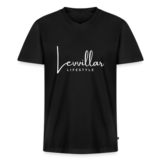 LEVVILLAR Men's Organic V-Neck T-Shirt - black